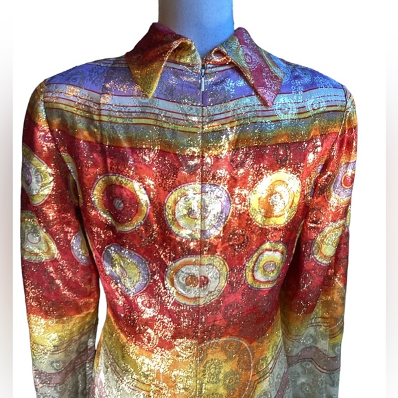 Vintage 1960s Elinor Simmons for Malcolm Starr Metallic Long Sleeve Dres… - Picture 11 of 16